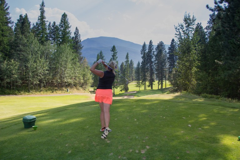 Teeing off at the classic Kimberley Golf Club in Kimberley BC - P Worthington-8669